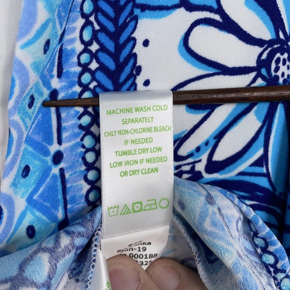Lilly Pulitzer Dress Womens 6 Blue White Floral Donna Maxi Romper Sleeveless - Picture 15 of 16